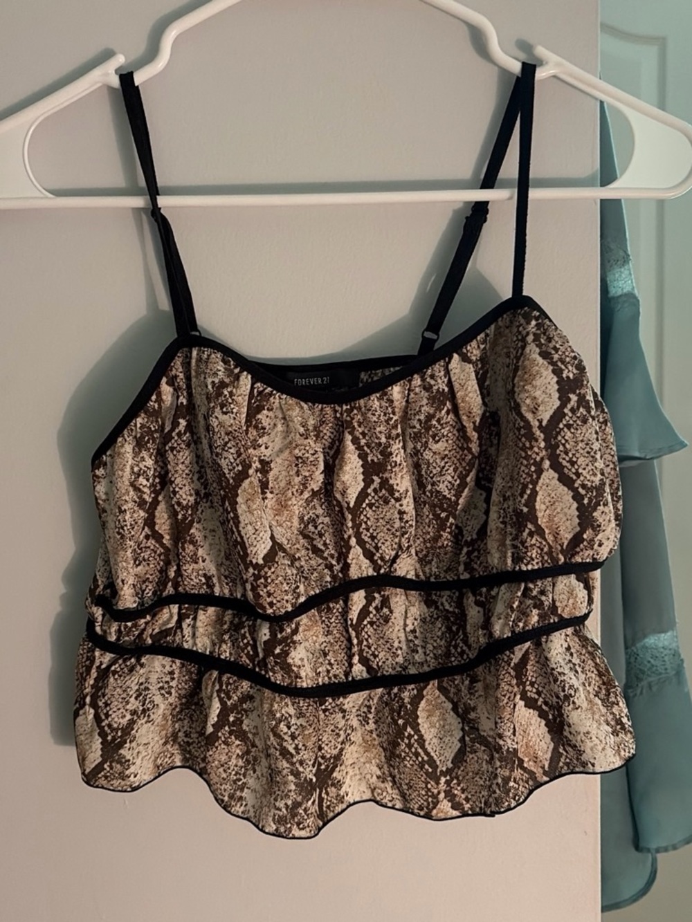 Forever 21 Brown and Black Snake Print Ruffle Cami